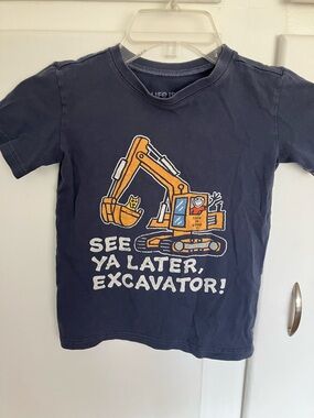 Life Is Good Kids Crusher Tee in Navy with Orange Graphic